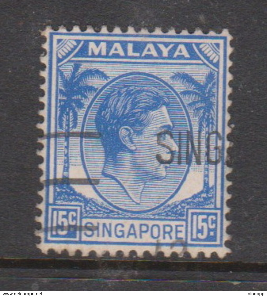 Singapore 8 1948 King George VI Definitives 15c Ultramarine, Used - Singapore (1959-...)