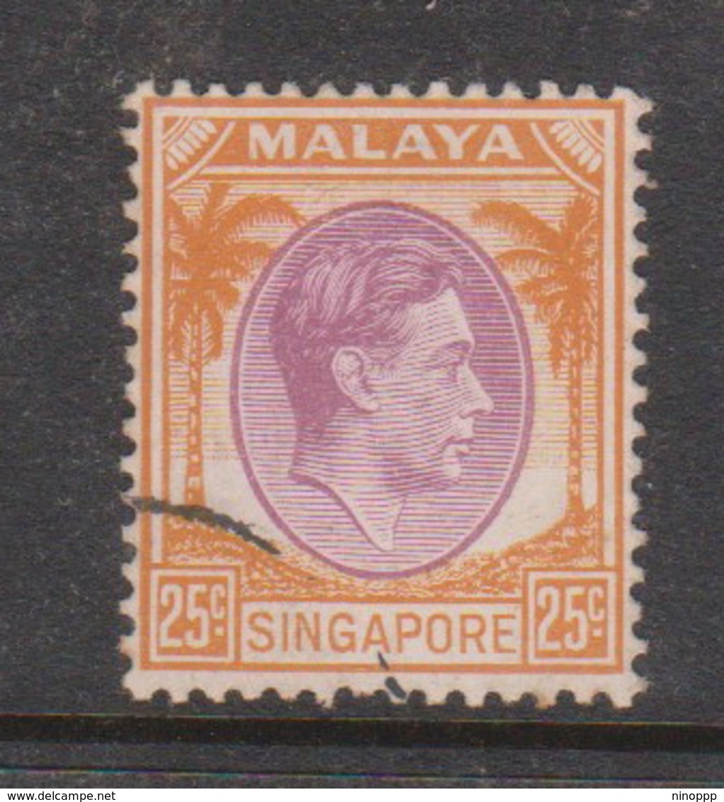Singapore 10 1948 King George VI Definitives 25c Purple And Orange, Used - Singapore (1959-...)