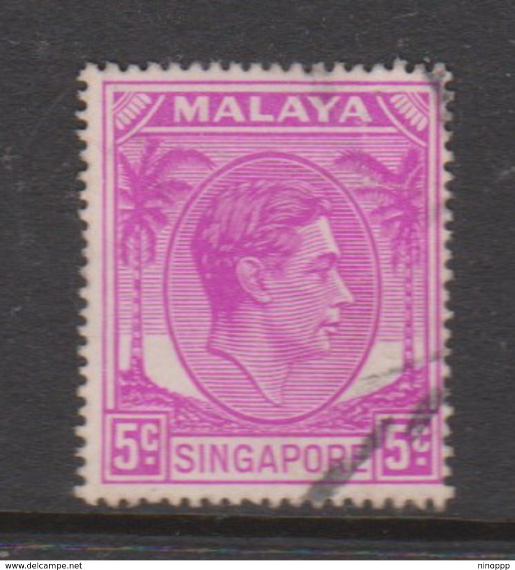 Singapore 21a 1949-52 King George VI Definitives 5c Bright Magenta,used - Singapur (1959-...)