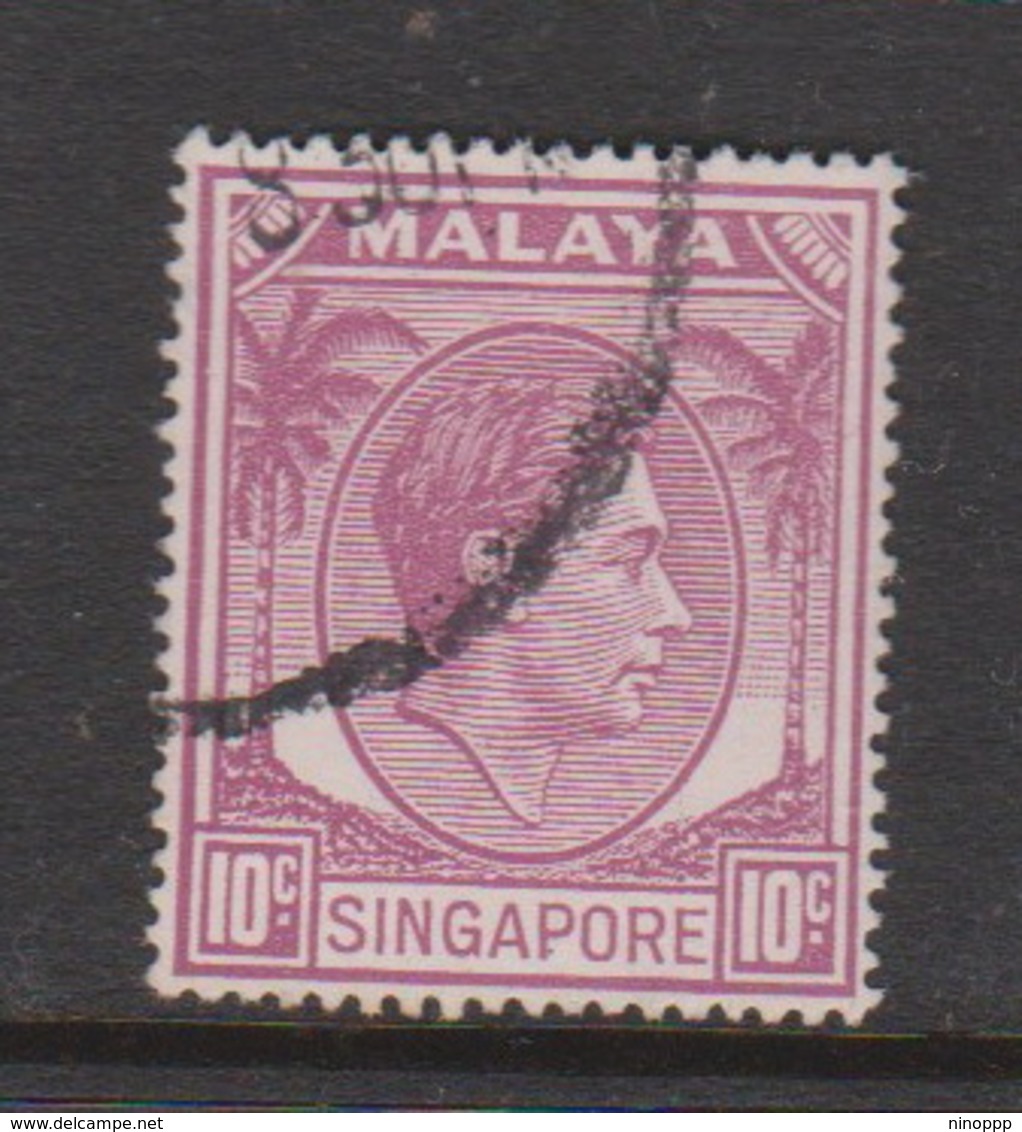 Singapore 24a 1949-52 King George VI Definitives 10c Pale Red Purple,used - Singapore (1959-...)