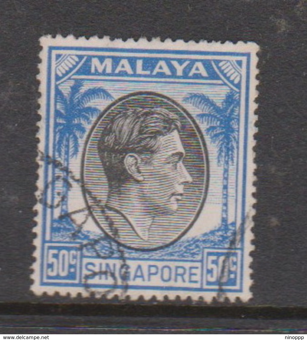 Singapore 32a 1949-52 King George VI Definitives 50c Black And Blue,used - Singapour (1959-...)