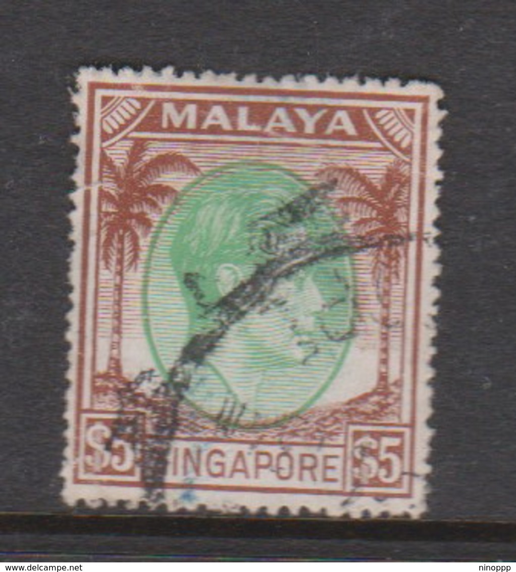 Singapore 35 1949-52 King George VI Definitives $ 5.00 Green And Deep Brown,used - Singapore (1959-...)