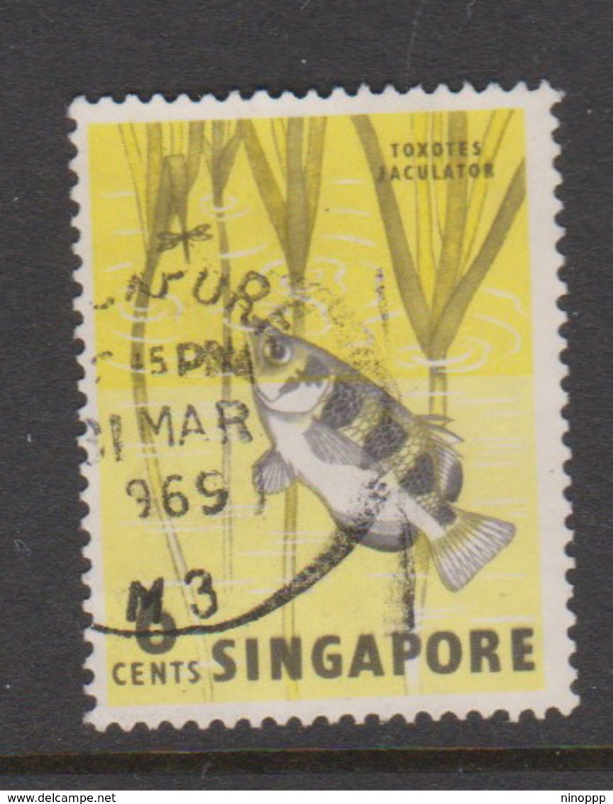 Singapore 70 1962-66 Fishes Orchids And Birds Definitives,6c Archer Fish Used - Singapore (1959-...)