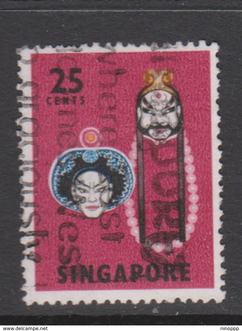 Singapore 110a 1968 Masks And Dances Definitives,25c Lu Chin Shen And Lin Chung,perf 13,used - Singapore (1959-...)
