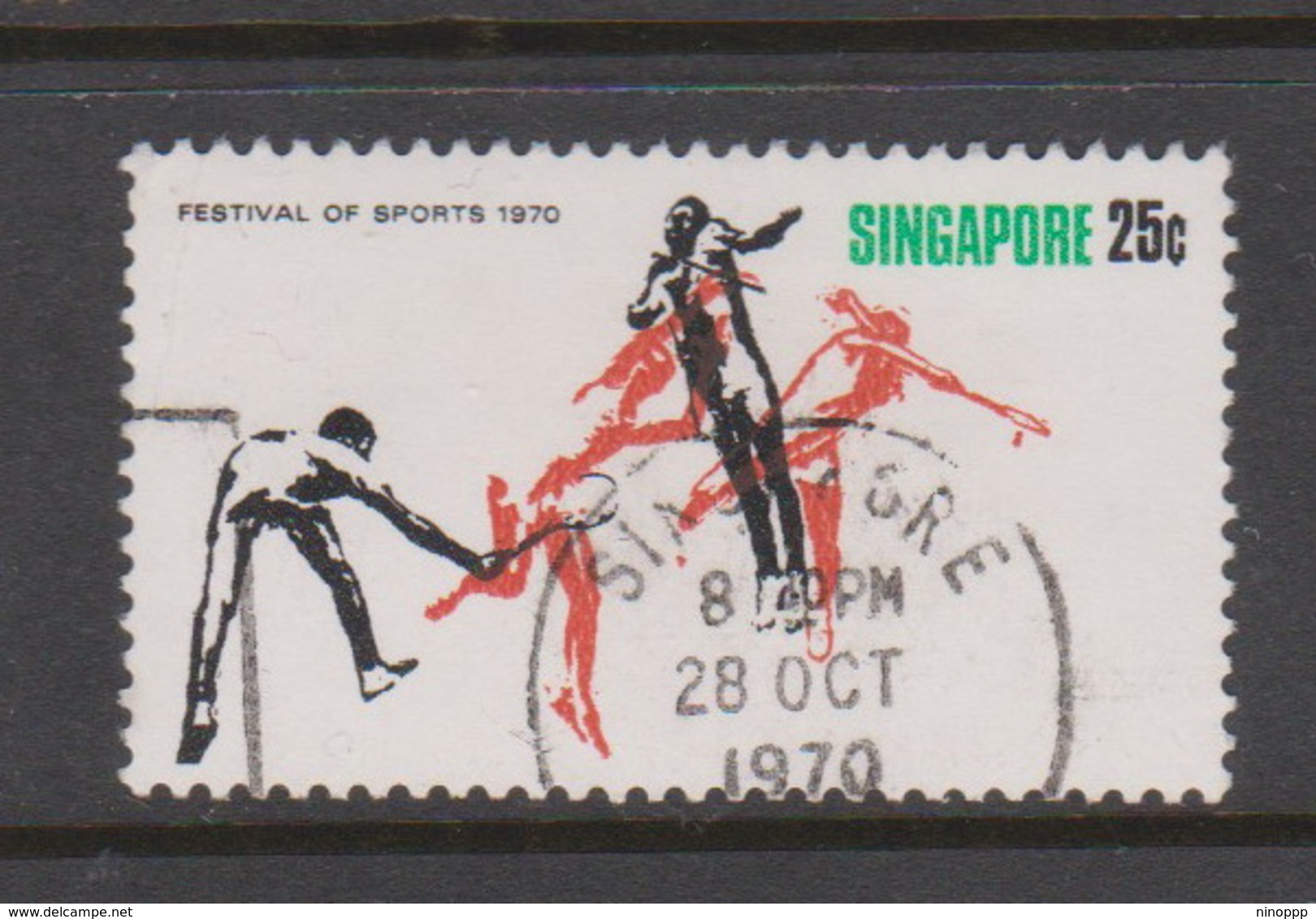Singapore 145 1970 Festival Of Sports 25c Badminton ,used - Singapore (1959-...)
