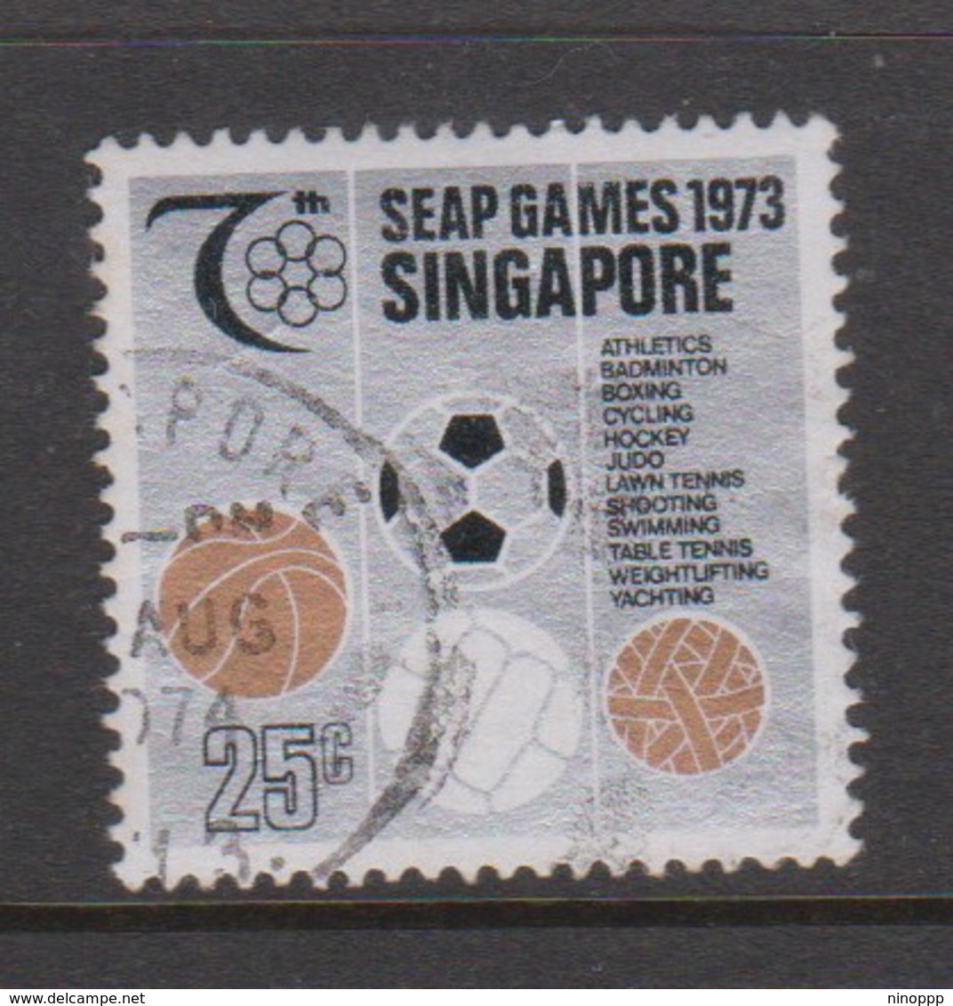 Singapore 211 1973 SEAP Games,25c Ball Games,used - Singapore (1959-...)