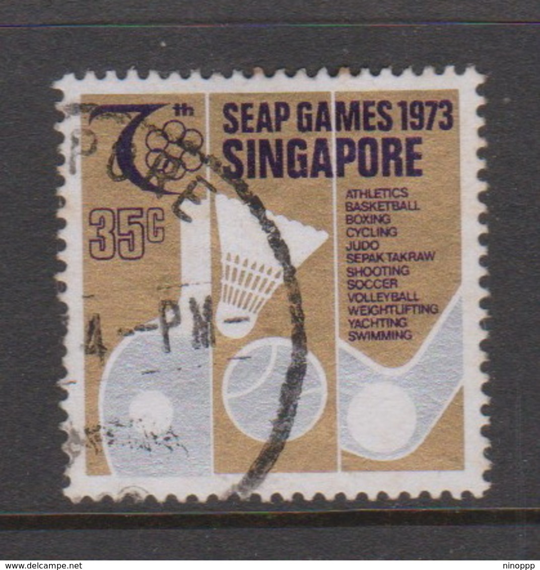 Singapore 212 1973 SEAP Games,35c Table Tennis,badminton,tennis,used - Singapore (1959-...)