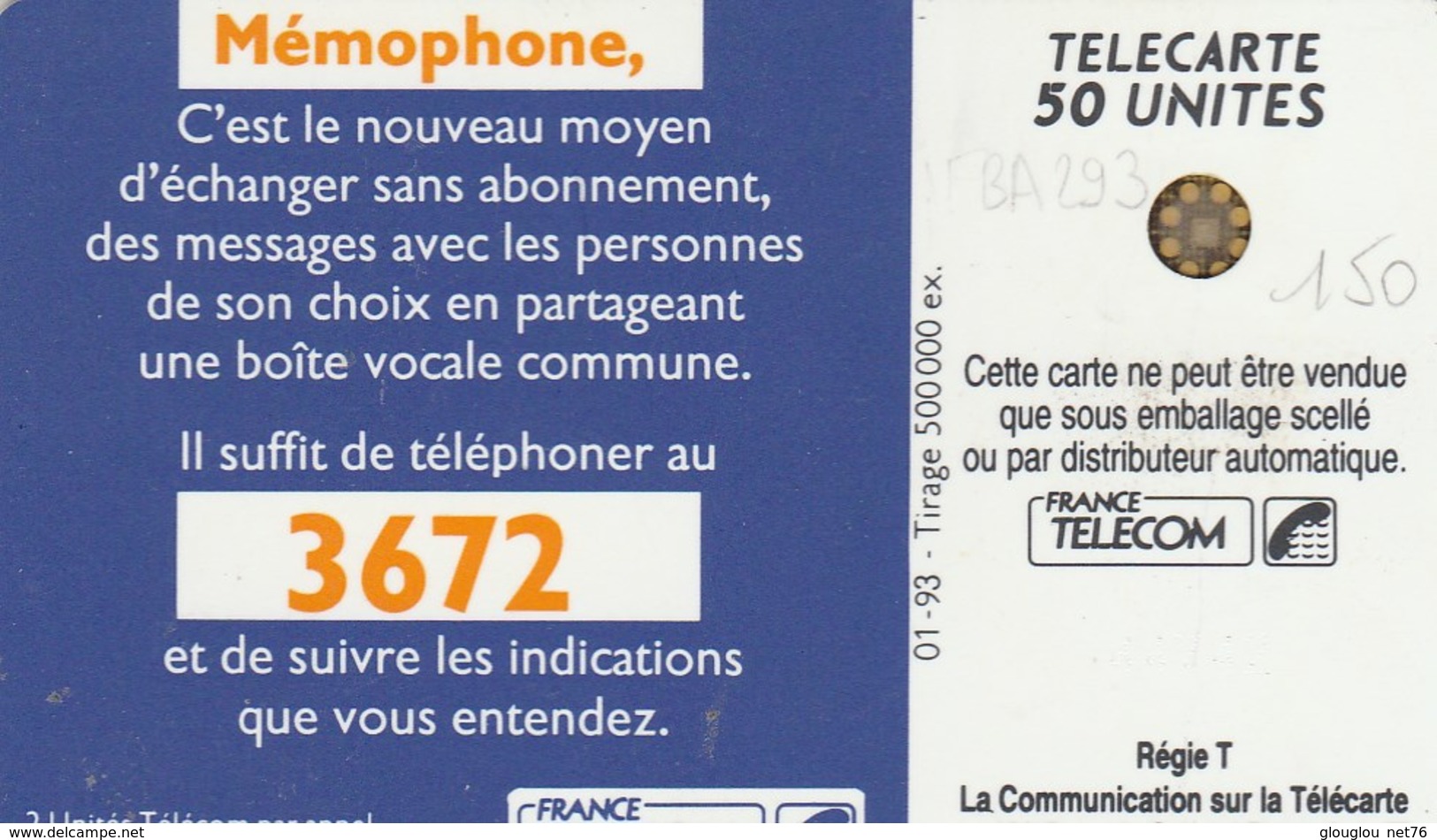 TELECARTE 50...MEMOPHONE  3672 - 50 Unités   