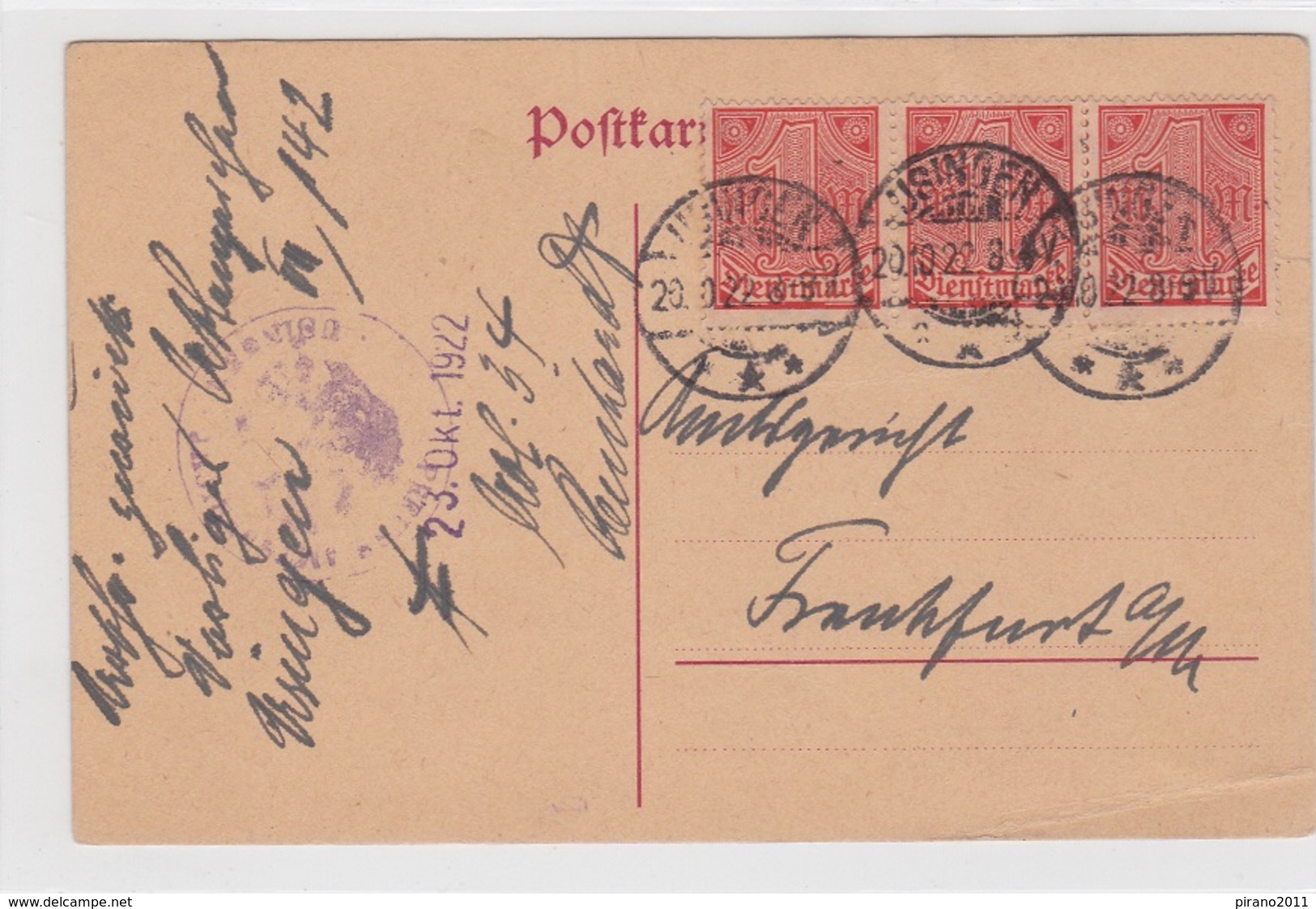 Usingen/Ts., Postkarte Von 1922 - Historische Dokumente