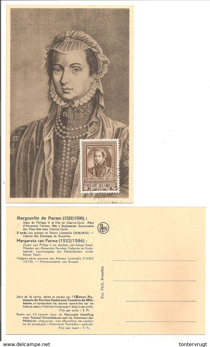 CM Belgique 1941 Marguerite De Parme.Cachet Postal Brussel.Adriaan Lommelin - 1934-1951