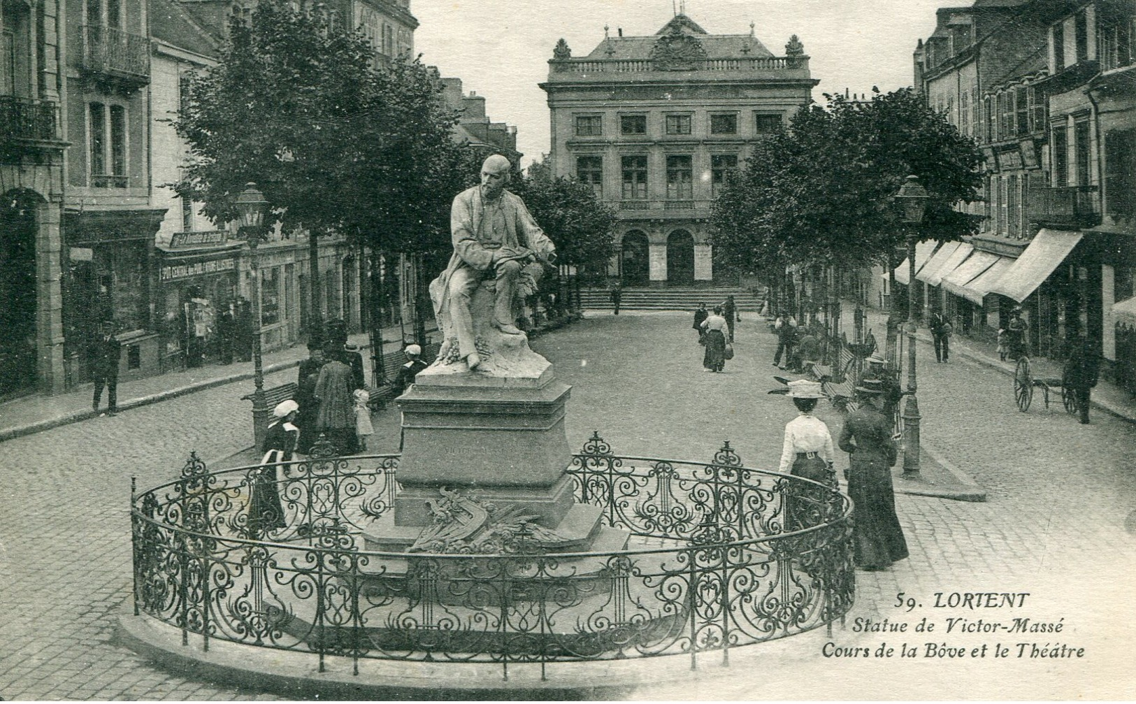 56 - LORIENT - Statue De Victor Massé. Cours De La Bôve Et Théatre - Lorient