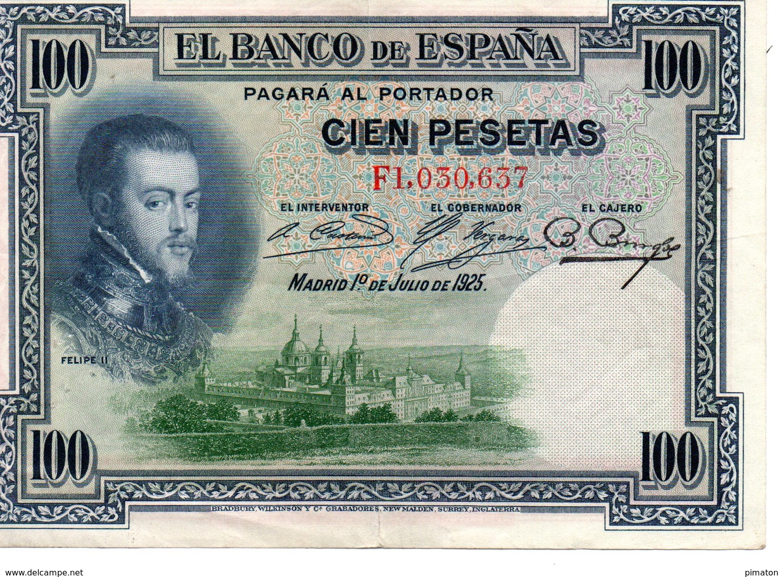 REPUBLICA ESPAGNOLA  CIEN PESETAS 1-6 1925 - 100 Peseten