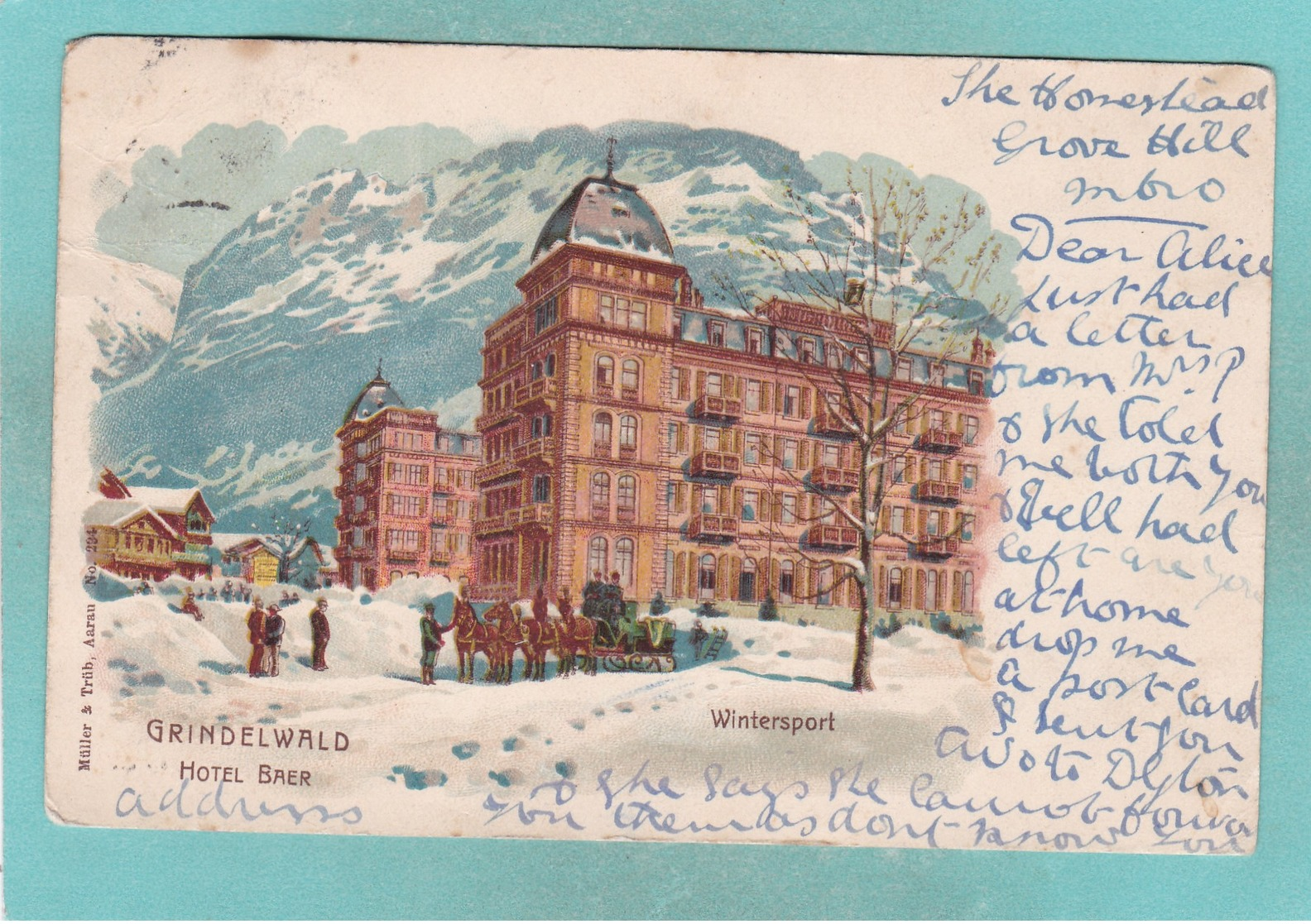 Old Post Card Of Hotel Baer,Grindelwald, Berne, Switzerland ,R73. - Bern