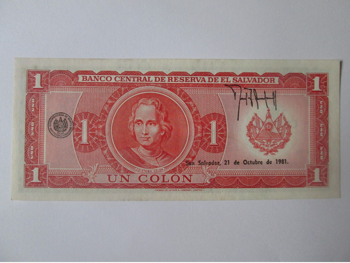 Rare! El Salvador 1 Colon 1981 UNC Banknote - Salvador