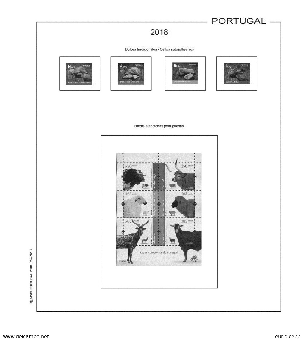 Suplemento Filkasol Portugal 2018 (complete Year) - Ilustrado Para Album 15 Anillas - Pre-printed Pages