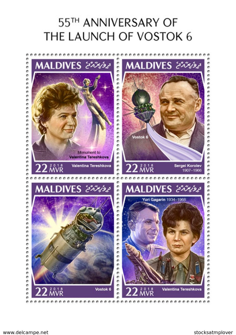 Maldives 2018  Vostok 6 Space  S201810 - Maldives (1965-...)