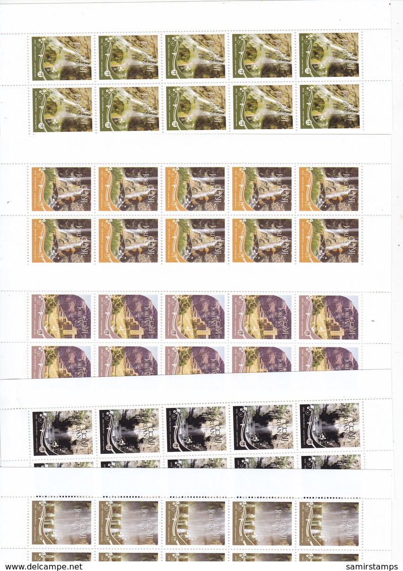 Jordan 20-09, Water Falls Complete Set 5 Stamps,x 10 Corners- MNH-Reduced Price - SKRILL PAYMENT ONLY - Jordan