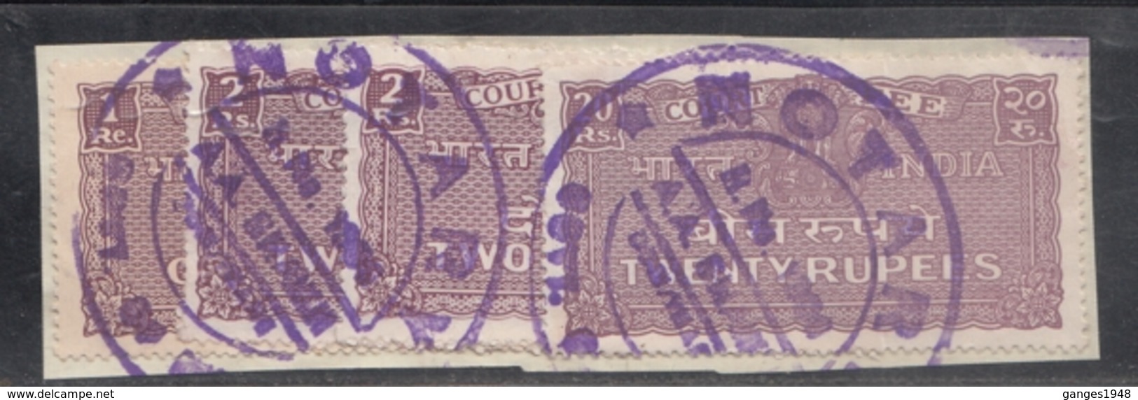 India  Revenue  Fiscals  1R - 2R - 20 Rs  Ashoka  Court Fee  (4)  # 15625   D  Inde  Indien - Used Stamps