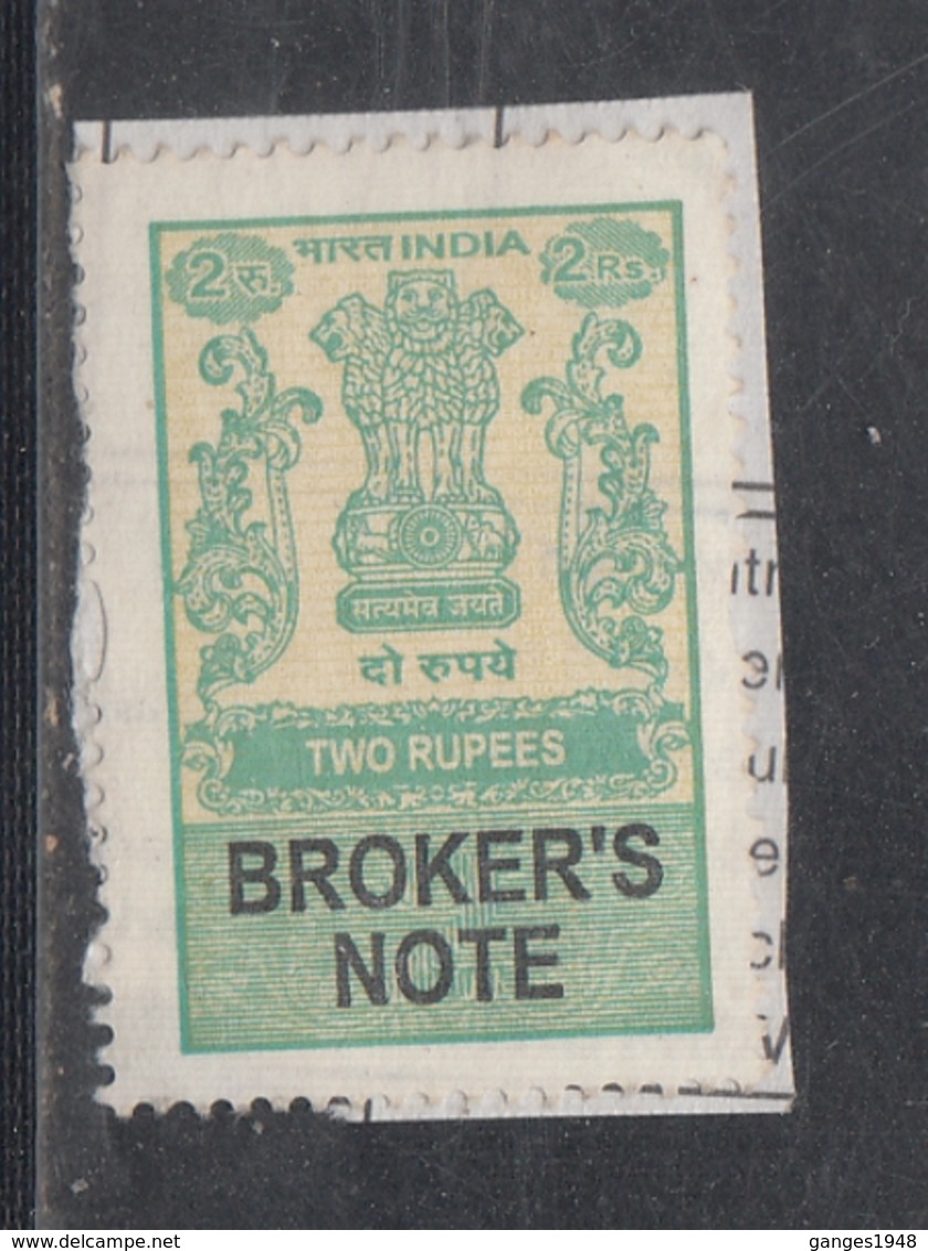 India  Revenue  Fiscals  2R  Broker's Note    # 15627   D  Inde  Indien - Used Stamps