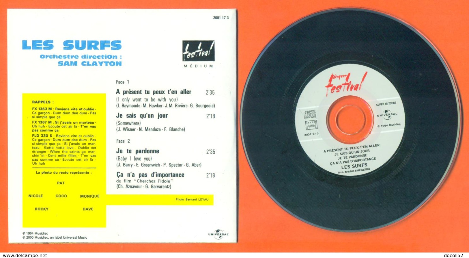 Les Surfs CD 4 Titres Pochette Reproduction Du 45 Tours De L'époque - 2 Scans - Collector's Editions