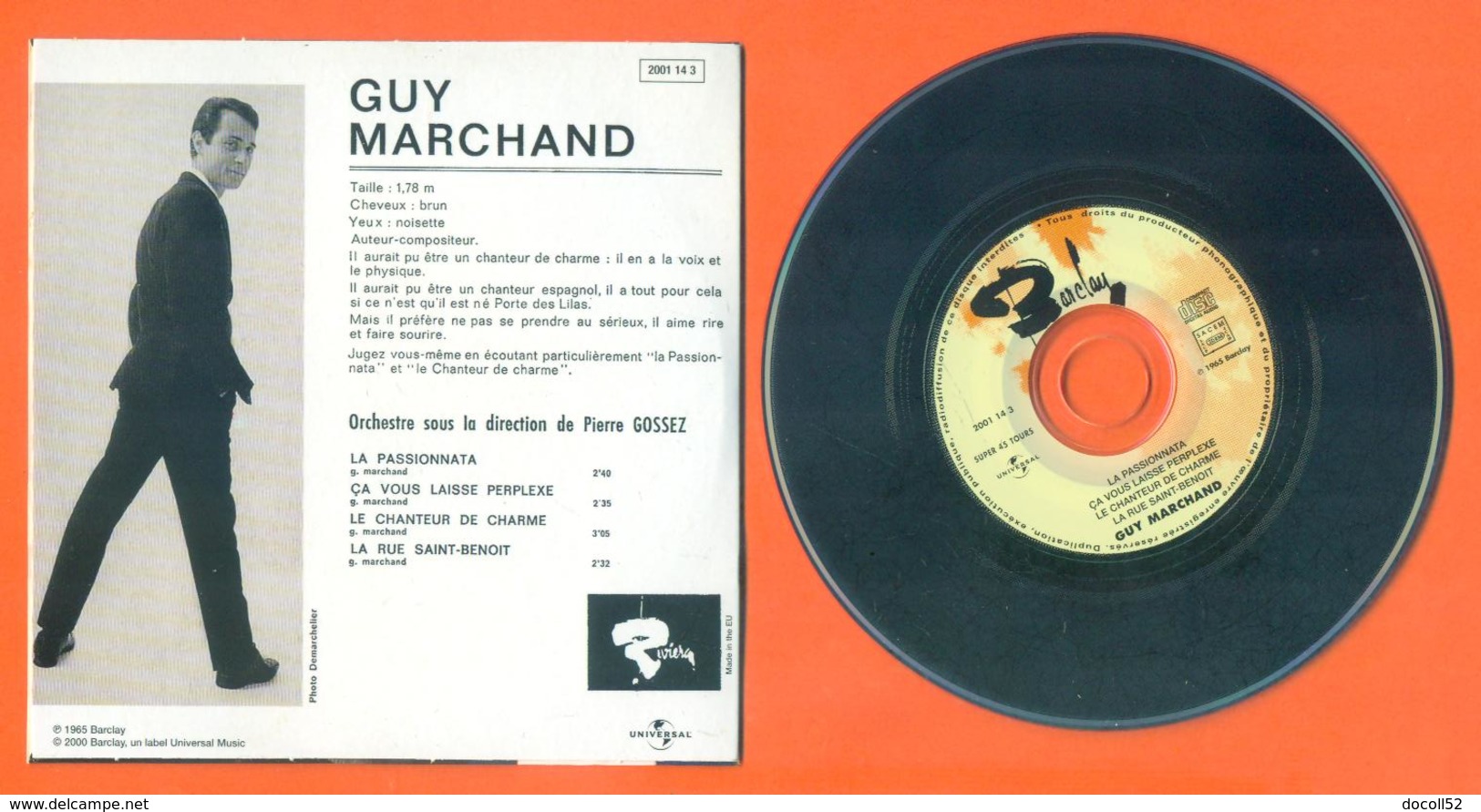 Guy Marchand CD 4 Titres Pochette Reproduction Du 45 Tours De L'époque - 2 Scans - Collectors