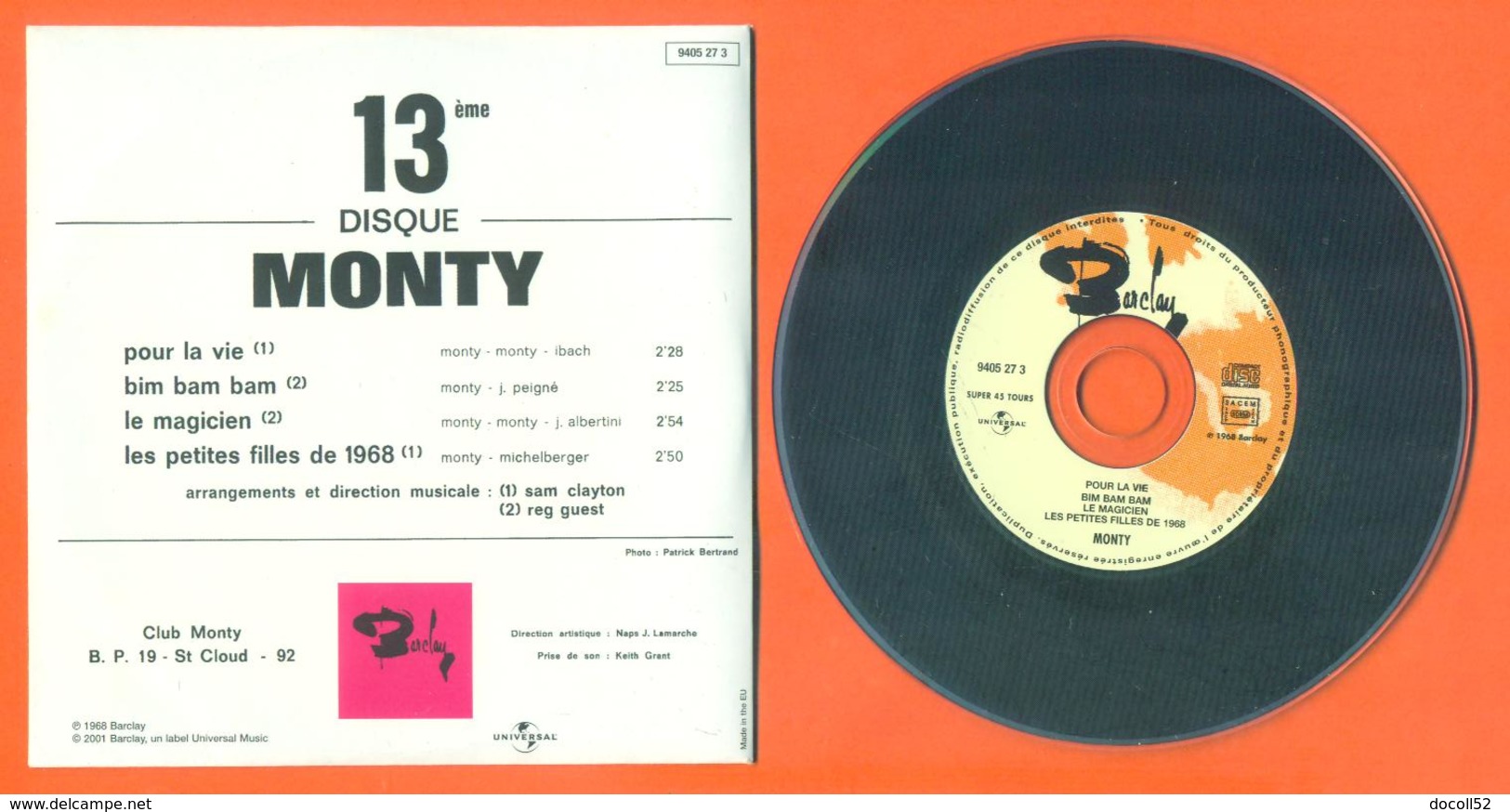 Monty CD 4 Titres Pochette Reproduction Du 45 Tours De L'époque - 2 Scans - Ediciones De Colección