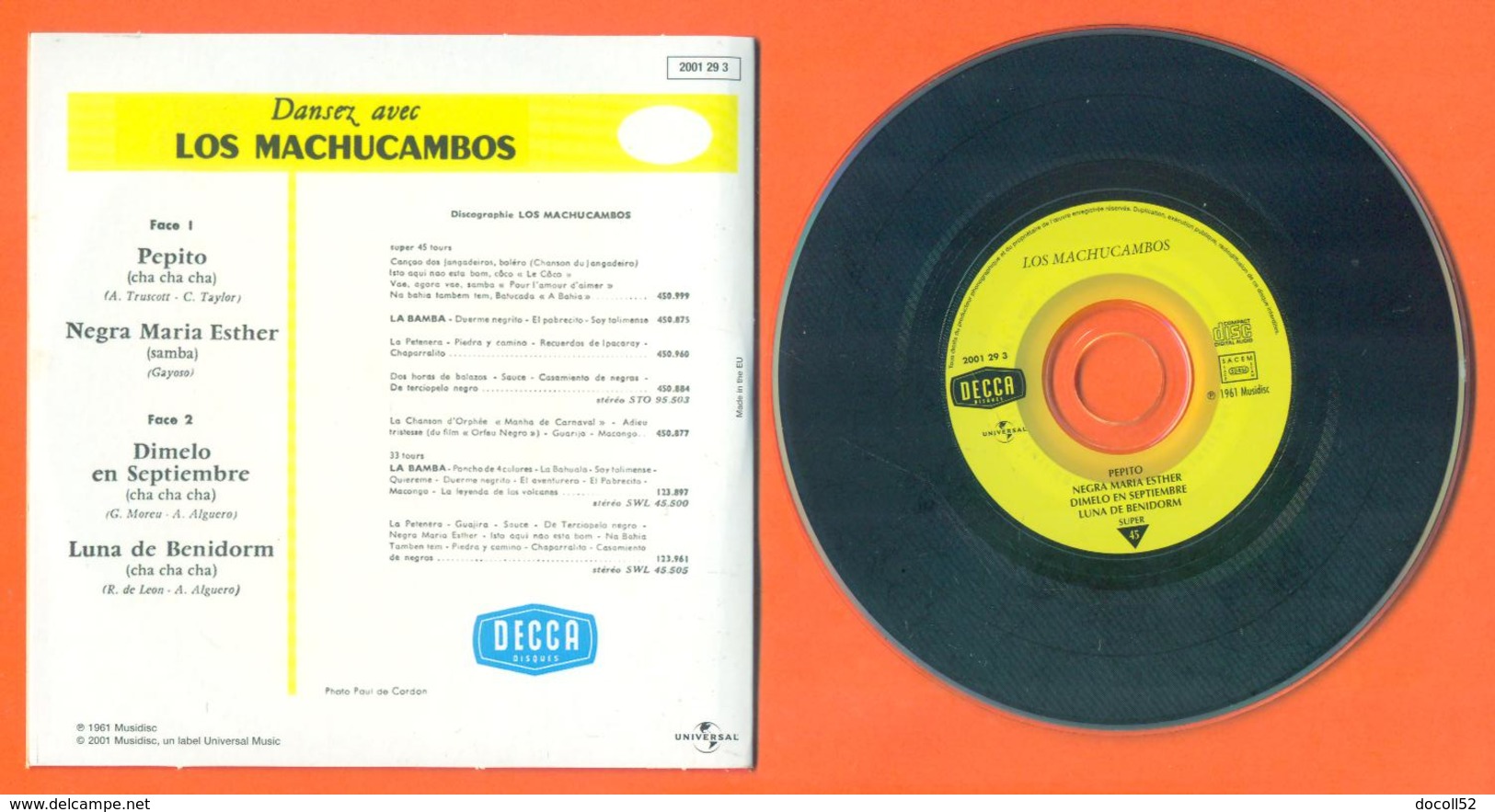 Les Machucambos CD 4 Titres Pochette Reproduction Du 45 Tours De L'époque - 2 Scans - Collectors