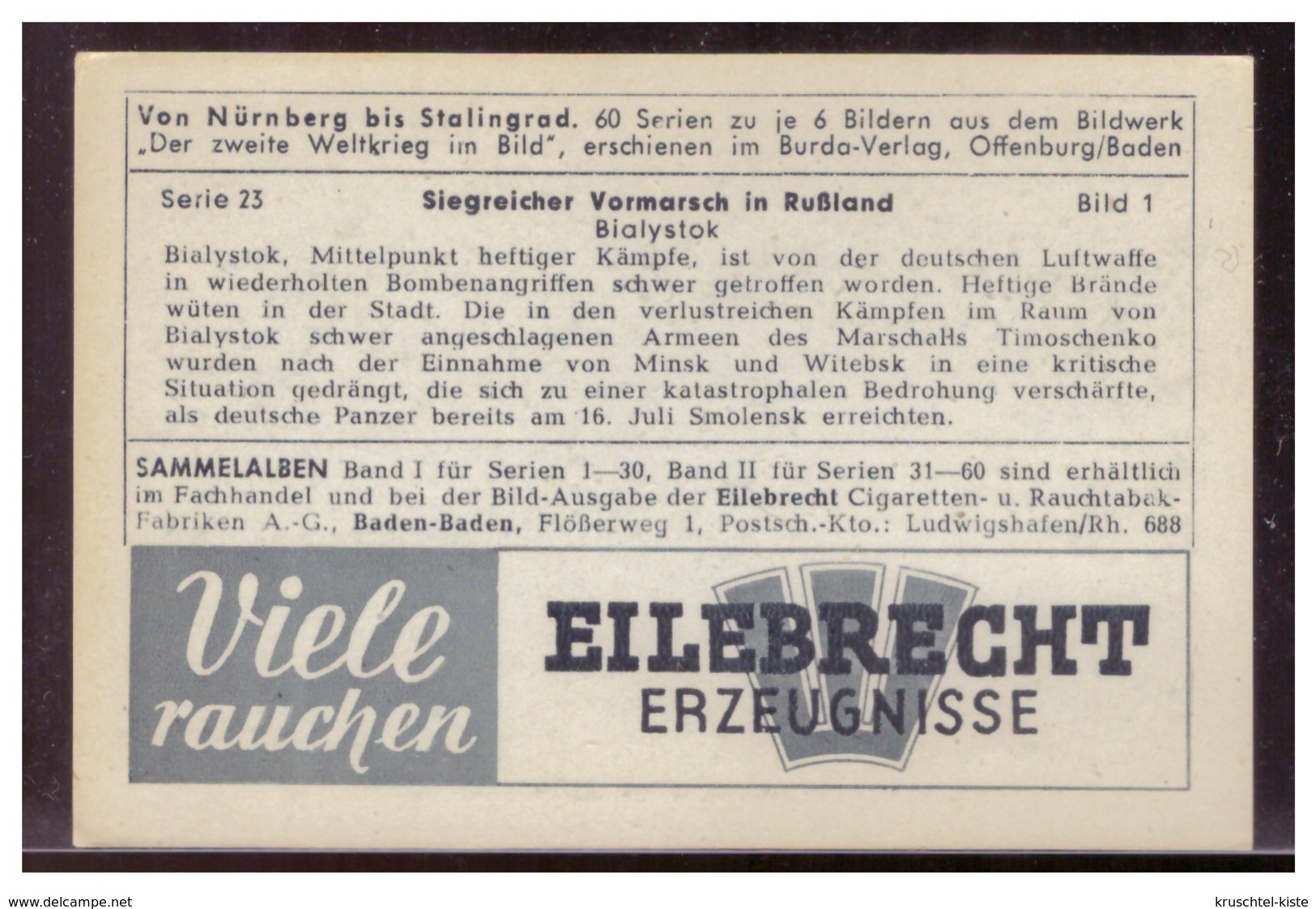 Sammelbild (006643) Der 2. Weltkrieg Im Bild, Serie 23, Bild 1, Bialystok - Zigarettenmarken