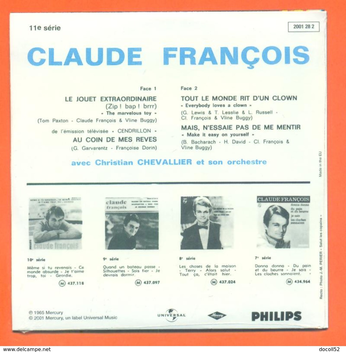 Claude François CD 4 Titres Pochette Reproduction Du 45 Tours De L'époque - 2 Scans - Ediciones De Colección