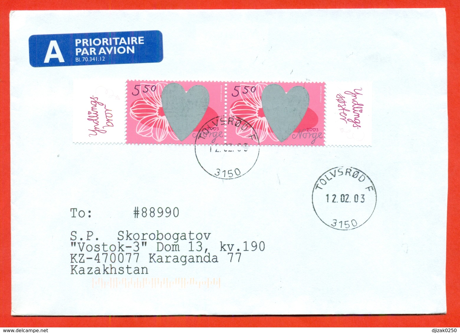 Norway 2003. Valentine's Day.The Envelope Is Really Past Mail. Airmail. - Covers & Documents