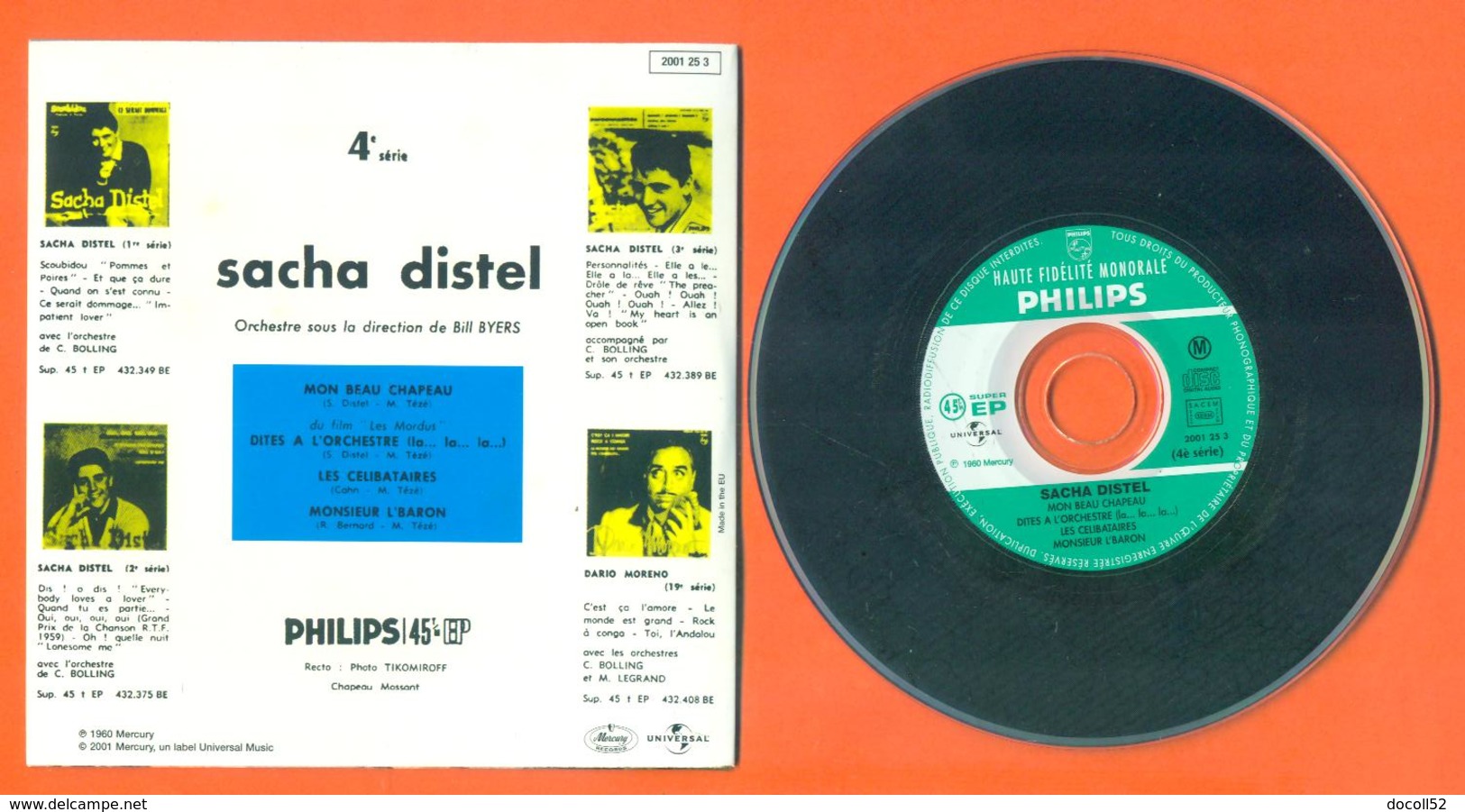 Sacha Distel CD 4 Titres Pochette Reproduction Du 45 Tours De L'époque - 2 Scans - Ediciones De Colección