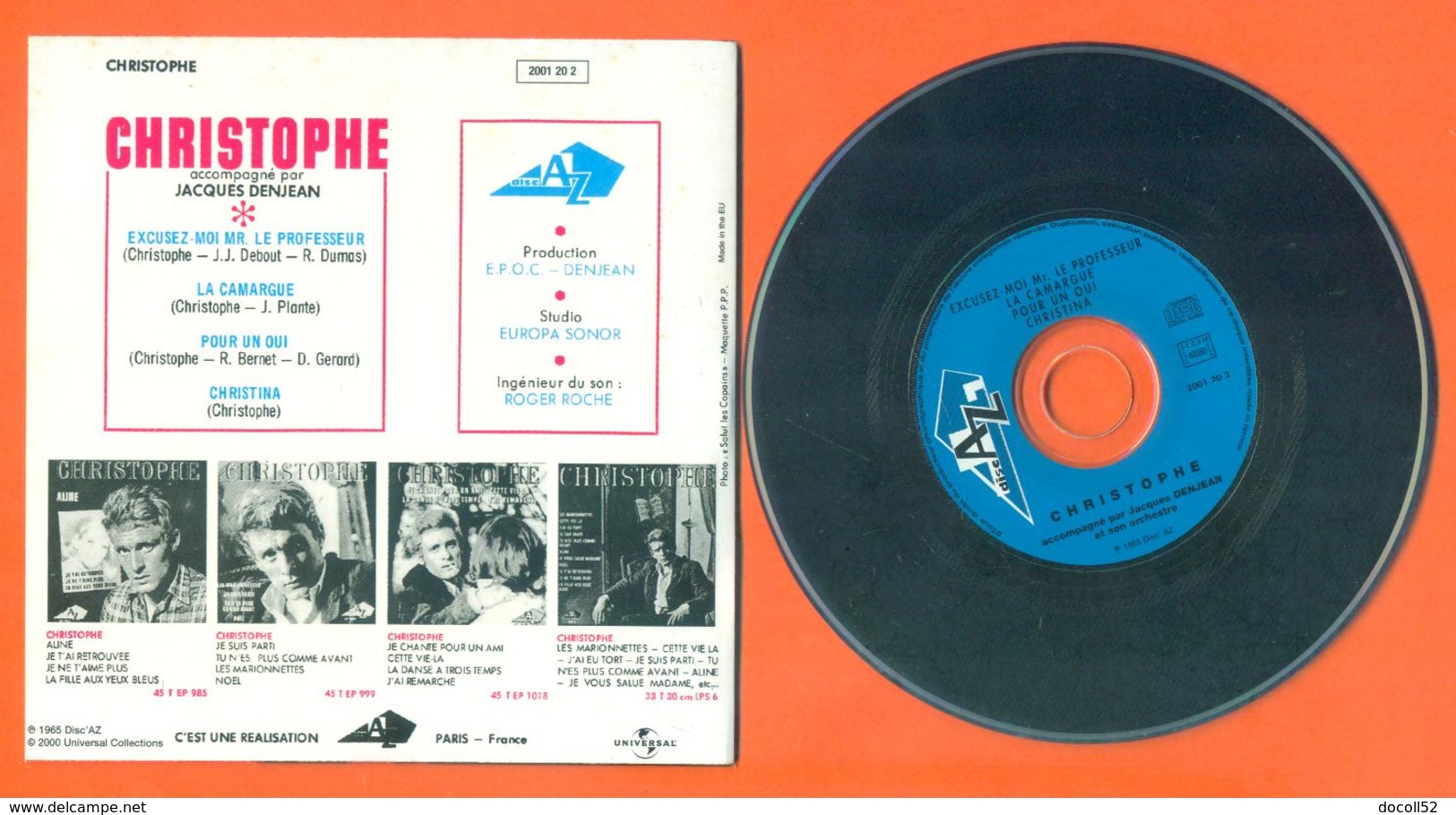 Christophe CD 4 Titres Pochette Reproduction Du 45 Tours De L'époque - 2 Scans - Collectors