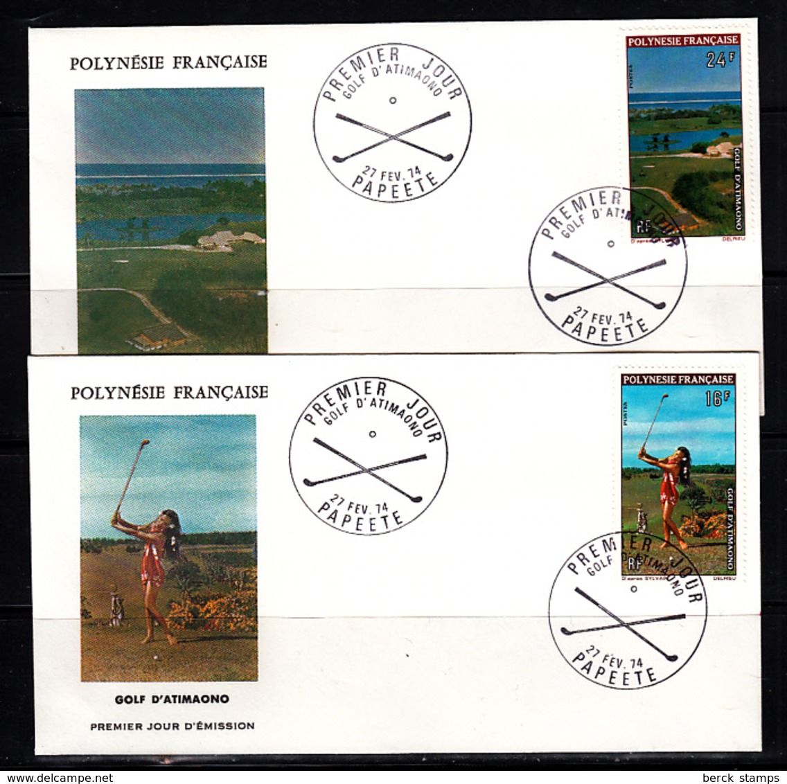 POLYNESIE - N°PA 94/95 - GOLF D'ATIMAONO - PREMIER JOUR Du 27.2.74  PAPEETE. - Golf
