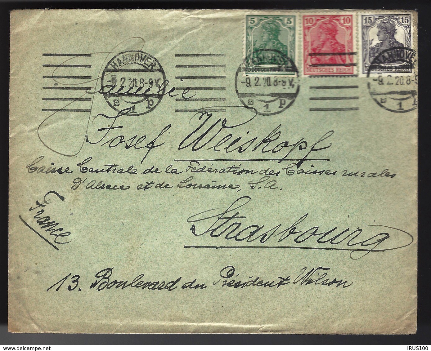 LETTRE DE HANOVRE - 1918 - HANNOVER - TIMBRES TYPE GERMANIA - Briefe U. Dokumente