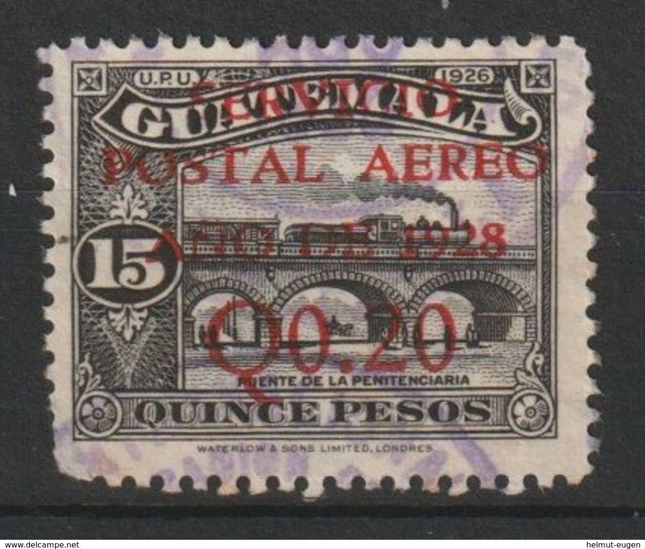 MiNr. 236 Guatemala / 1929, 20. Mai. Freimarken: Nationale Symbole. MiNr. 216 Und 205 Mit Karminrotem Vierzeiligen Aufdr - Guatemala