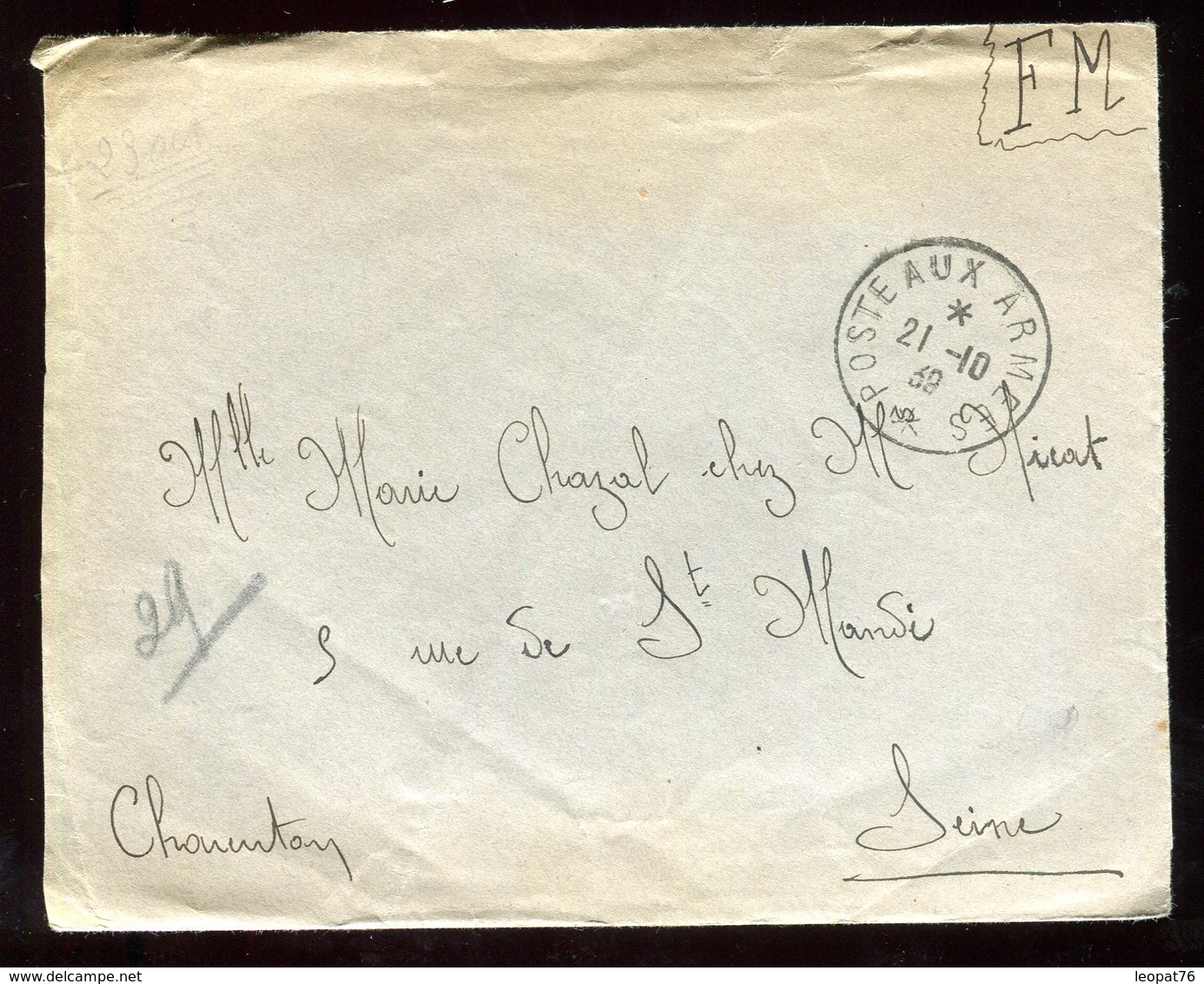 Enveloppe En FM Pour Charenton En 1939 - N218 - Guerre De 1939-45