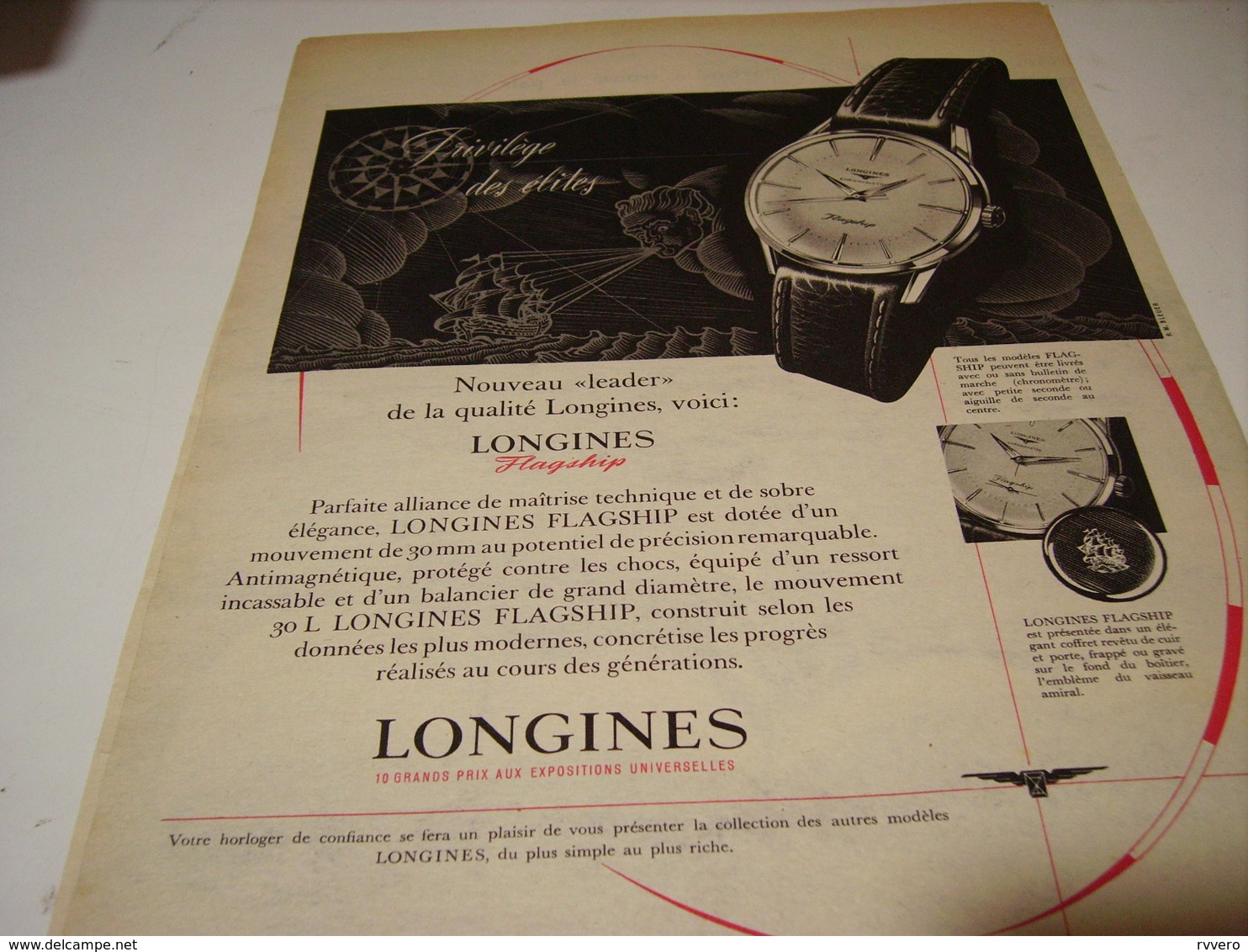 ANCIENNE PUBLICITE MONTRE LONGINES QUALITE 1959 - Autres & Non Classés