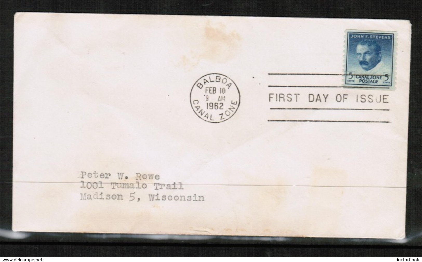 CANAL ZONE   SCOTT # 155 On FIRST DAY COVER (FDC) To MADISON, WISCONSIN, USA (Feb/10/1962)) (OS-432) - Canal Zone