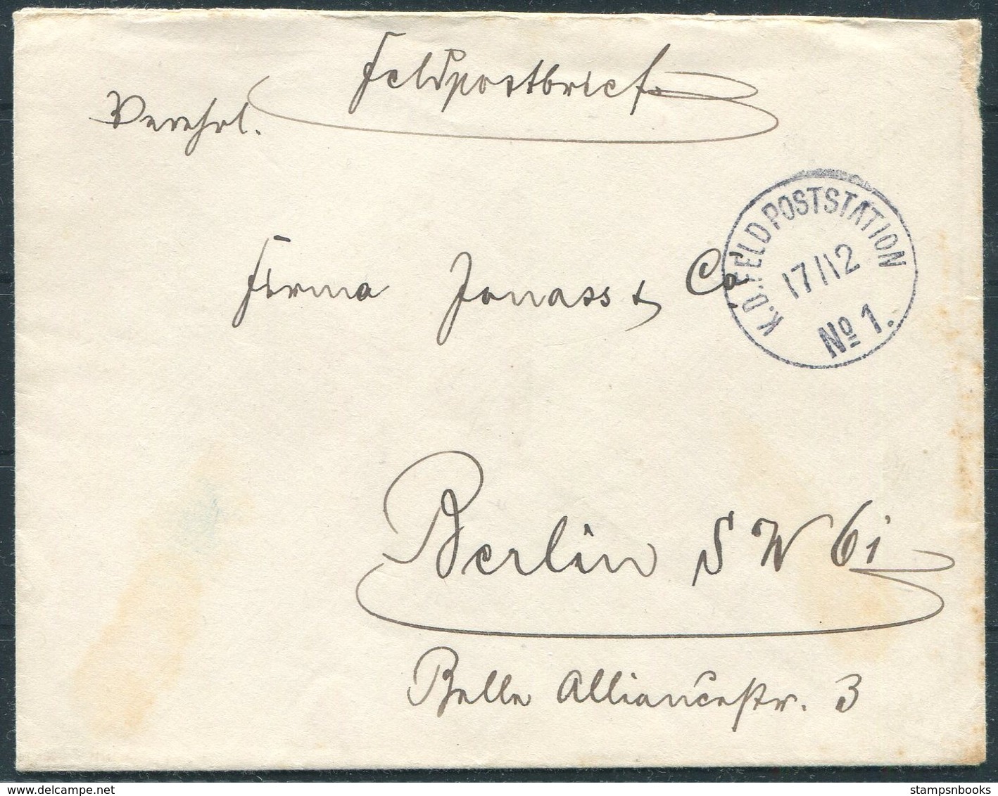 1900 China Feldpost No 1 Kiautschou Chinakrieg Cover - Berlin Germany - Covers & Documents