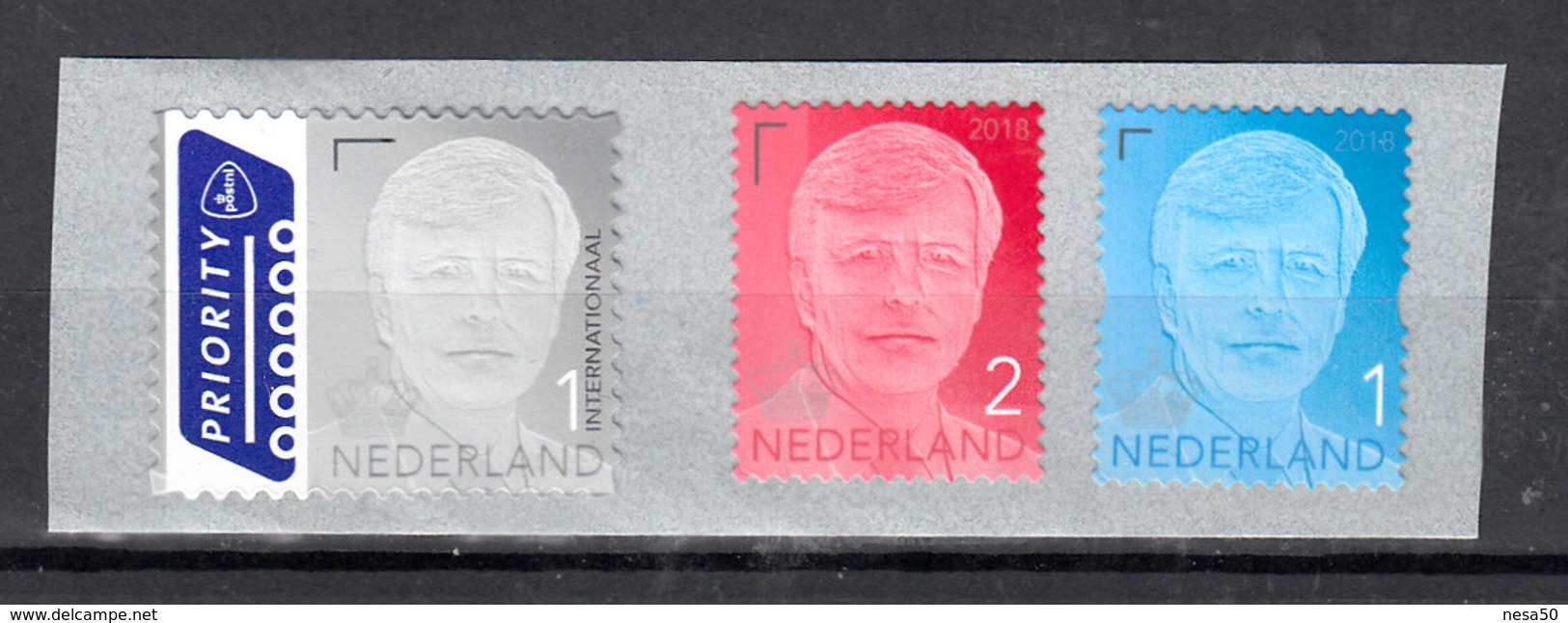 Nederland 2018 Nvph 3708 - 3710, Mi Nr ??, Waarde 1 + 2 En Internationaal ; Koning Willem Alexander, - Ongebruikt