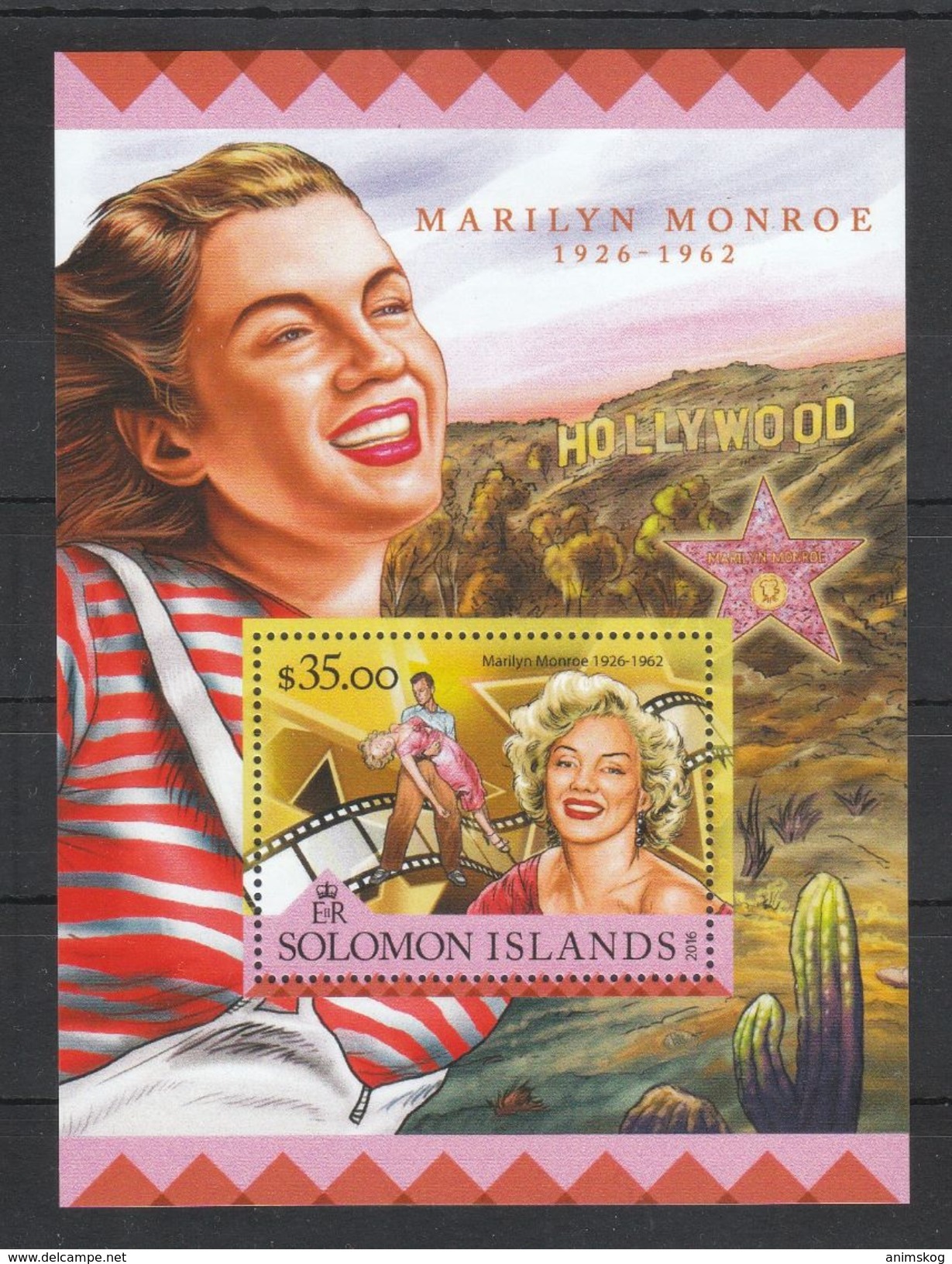 Salomon-Inseln 2016**, Marilyn Monroe, Kaktus / Solomon Islands 2016, MNH, Marilyn Monroe, Cactus - Sukkulenten