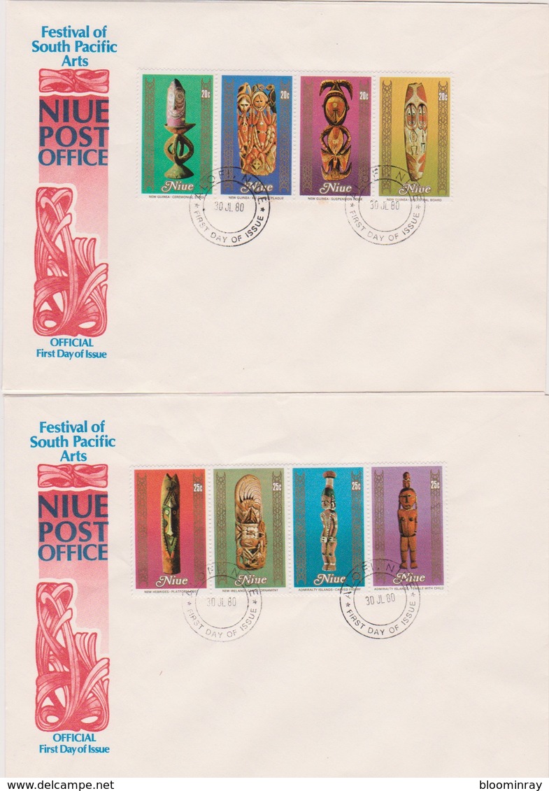 1980 NIUE Festival Of South Pacific Arts Set Of 4 Official FDC's PLUS Set Of 16 MUH Stamps - 4 Scans - Niue