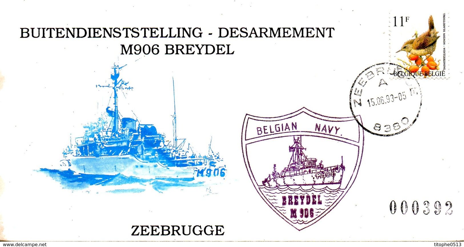 BELGIQUE. Enveloppe Commémorative De 1993. Belgian Navy/M906 Breydel. - Bateaux