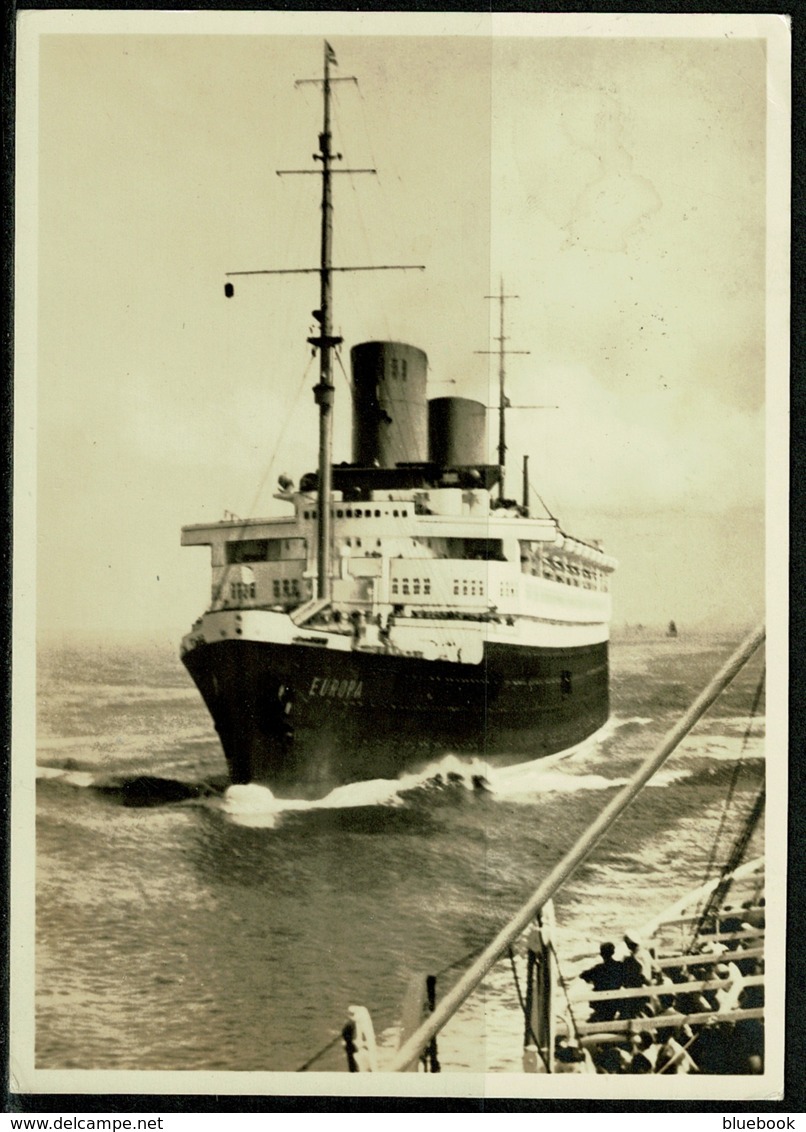 Ref 1239 - Real Photo Ship Postcard - Nord Lloyd "Europa" 3pf Rate To Stuttgart Germany - Piroscafi