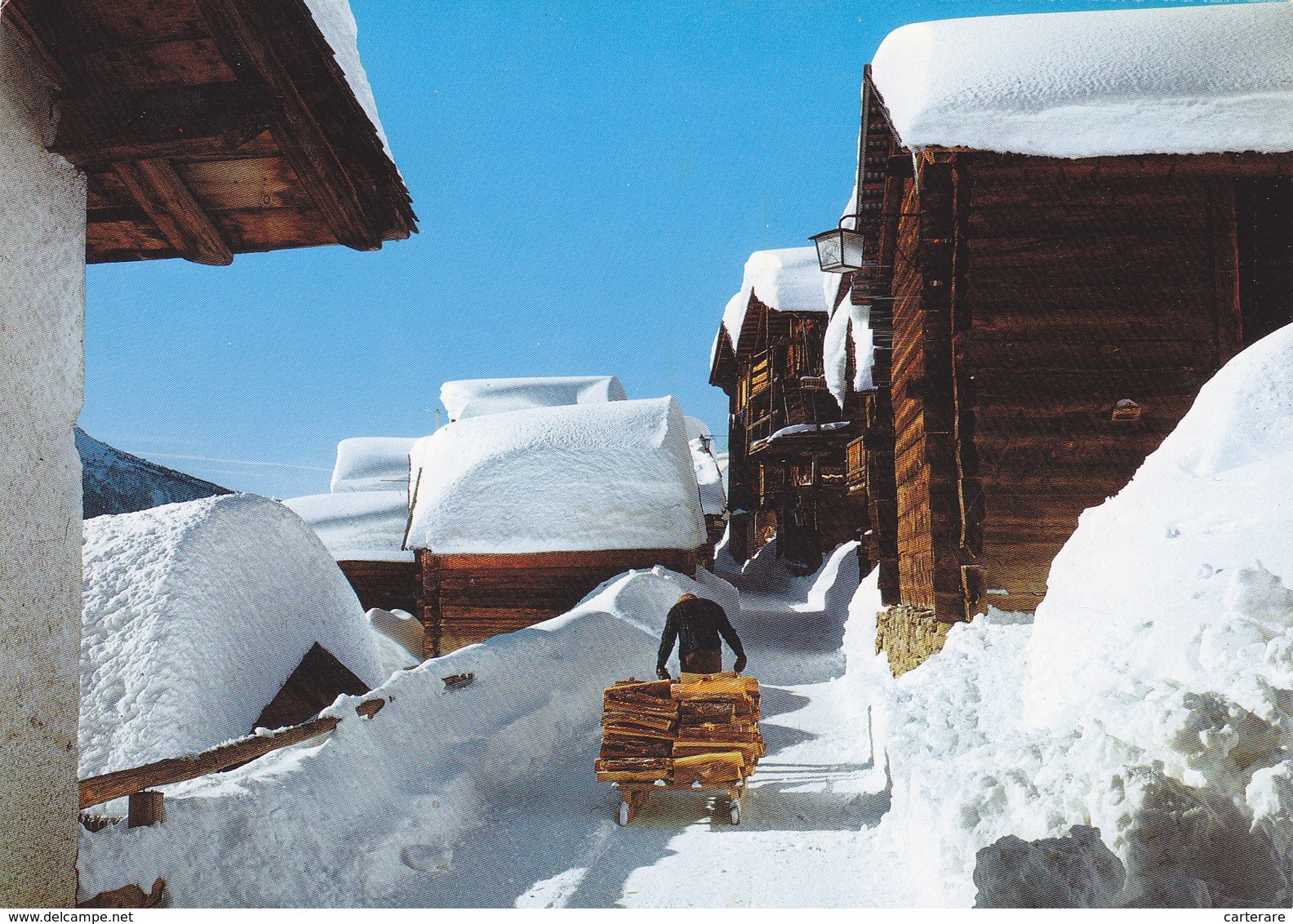 SUISSE,SCHWEIZ,HELVETIA,SWISS,SWITZERLAND,VALAIS,VILLAGE,NEIGE,BROUETTE DE BOIS,RARE,EDITEUR DE MARTIGNY - Martigny