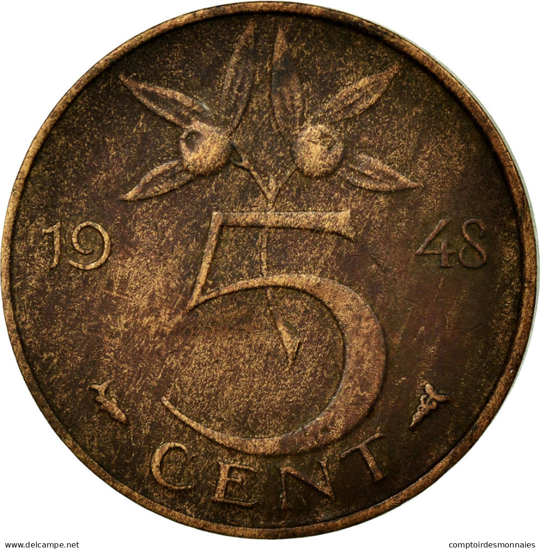 Monnaie, Pays-Bas, Wilhelmina I, 5 Cents, 1948, TB+, Bronze, KM:176 - 5 Centavos