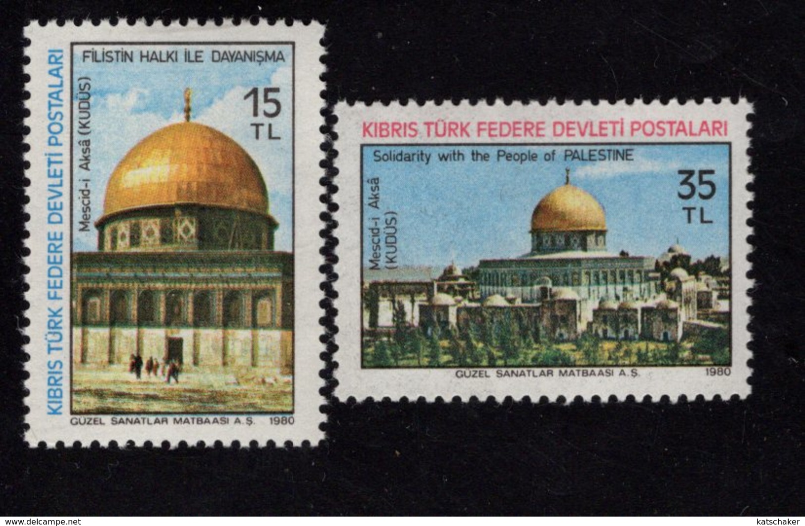 671334196 TURKISH CYPRUS 1981 POSTFRIS MINT NEVER HINGED POSTFRISCH EINWANDFREI SCOTT 93 94 PALESTINIAN SOLDIDARITY - Neufs