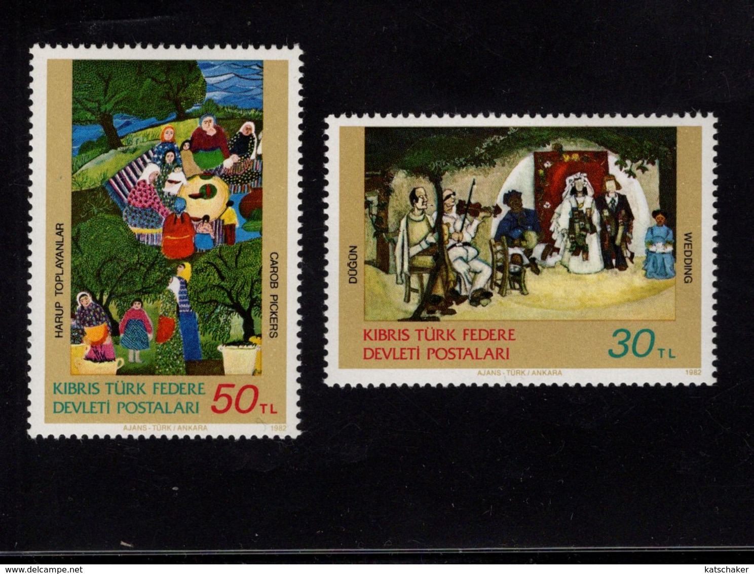 671353555 TURKISH CYPRUS 1982 POSTFRIS MINT NEVER HINGED POSTFRISCH EINWANDFREI SCOTT 120 121 PAINTINGS - Neufs