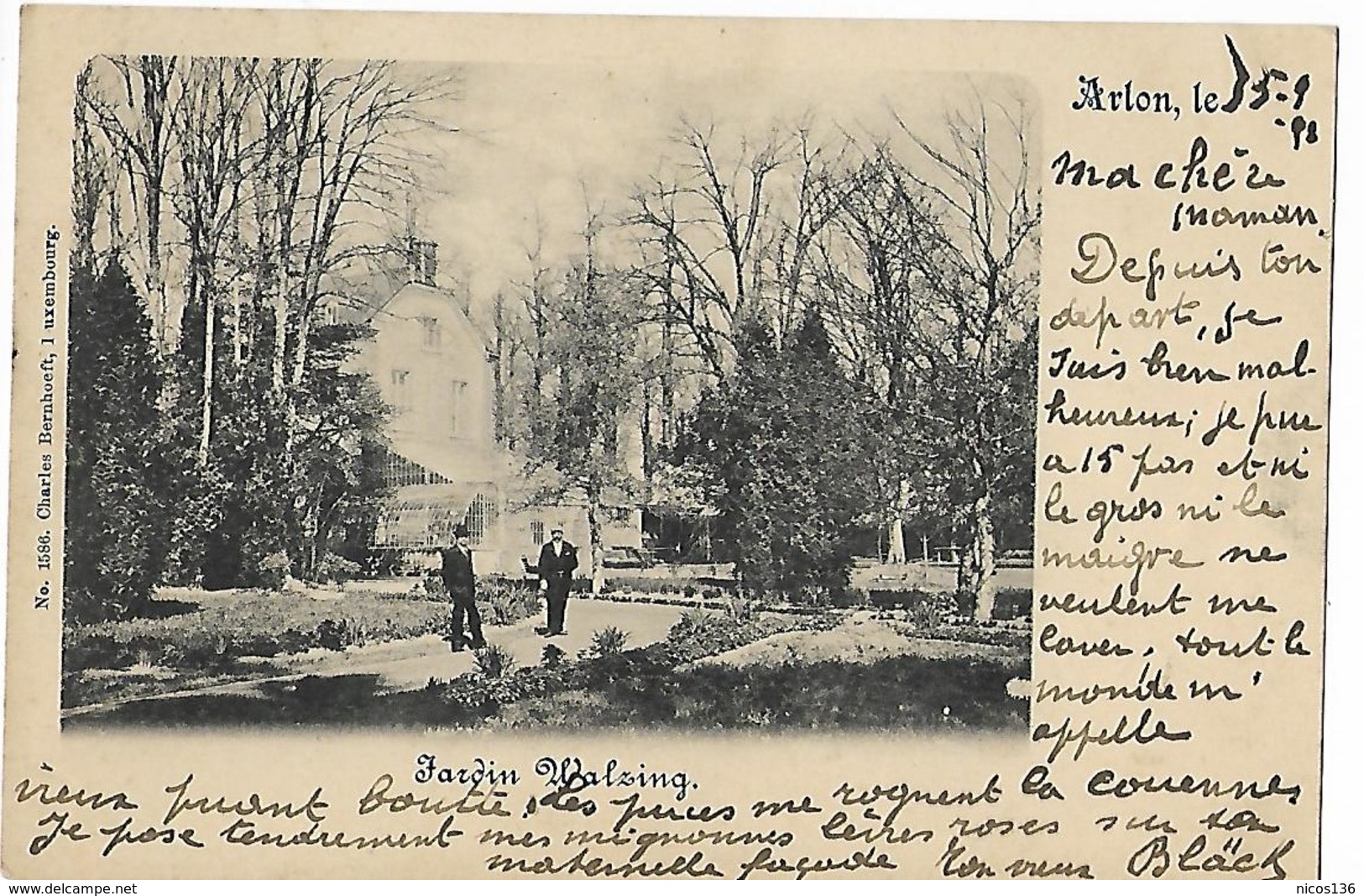 ARLON   JARDIN  WALZING    ECRITE  1898 - Arlon