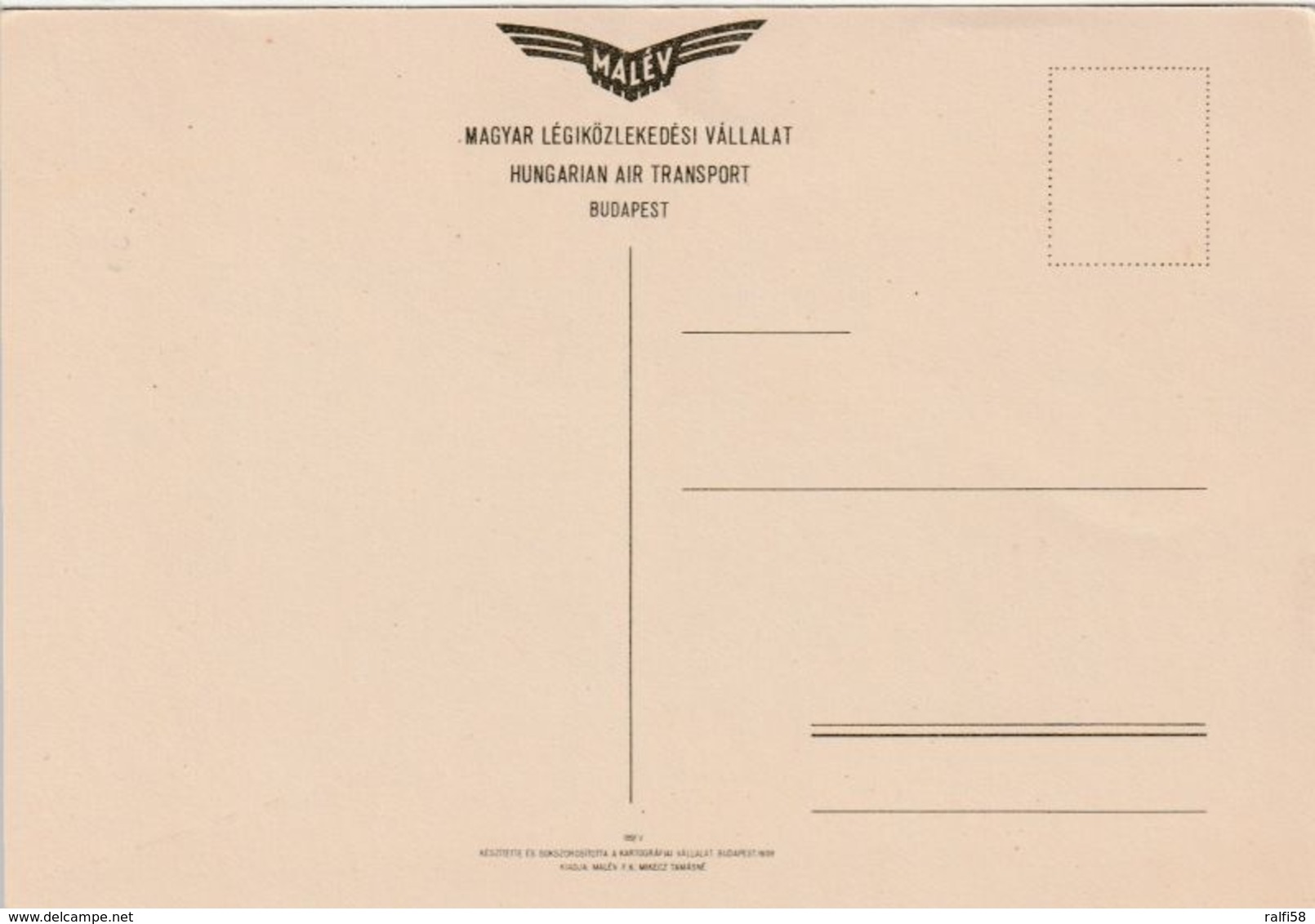 1 Map Of Hungarian Air * 1 AK Mit Der Landkarte Der Fluglinien Von Budapest über Berlin Nach Kopenhagen Und Stockholm * - Landkarten